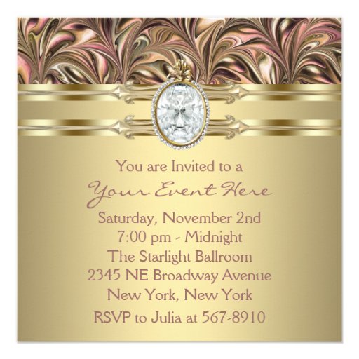 Pink Gold Womans Birthday Party Invitations
