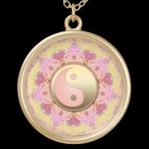 Pink+Gold Yin Yang Fractal Energy Necklace