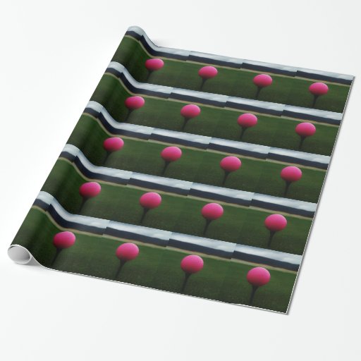 Pink Golf Ball on a mountain golf course Wrapping Paper Zazzle