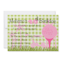 Pink Golf Date Personalized Invitations