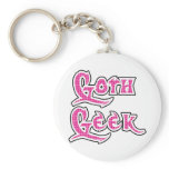 Pink Goth Geek Black outline Key Chain