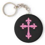 Pink Gothic Cross Key Chain
