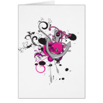 pink gothic skull and anchor vector art design greeting cards