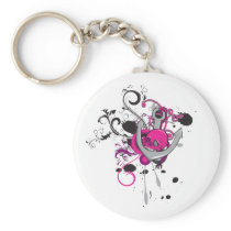 pink gothic skull and anchor vector art design key chains