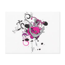 pink gothic skull and anchor vector art design post card
