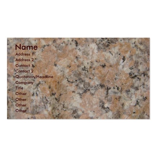 Pink Granite Business Card (front side)