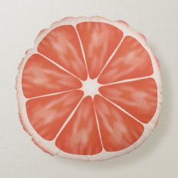 Pink Grapefruit Citrus Fruit Slice Round Pillow