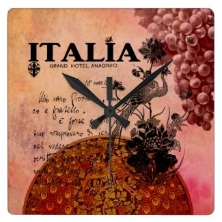 Pink Grapes Italia Square Wallclocks