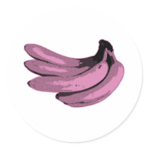 Pink Graphic Banana Round Stickers
