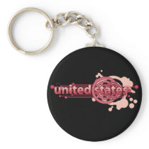 Pink Graphic Circle United States Key Chains