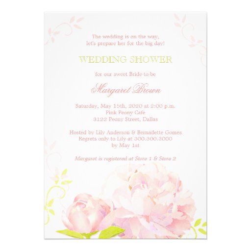 Pink + Grass Green Posh Wedding Shower Invitations