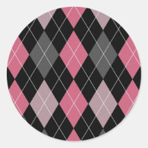 Pink, Gray and Black Argyle Patterned Design Sticker