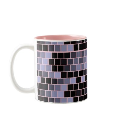 Pink, Gray and Black Mosaic Tile Mug by naturetees