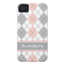 Pink Gray Argyle iPhone 4 Case-Mate Cover Preppy
