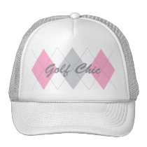 Pink Gray Argyle Pattern hats