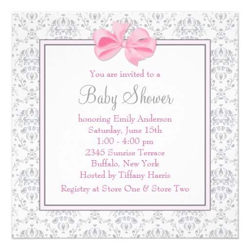 Pink Gray Baby Shoes Pink Gray Baby Girl Shower Personalized Invitations