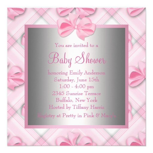 Pink Gray Baby Shoes Pink Gray Baby Girl Shower Custom Invitations