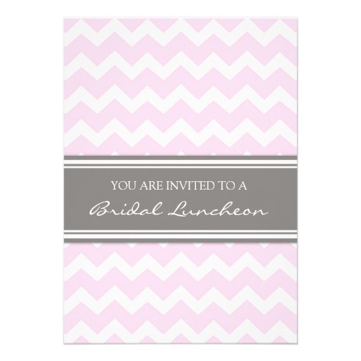 Pink Gray Chevron Bridal Lunch Invitation Cards