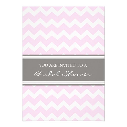 Pink Gray Chevron Bridal Shower Invitation Cards