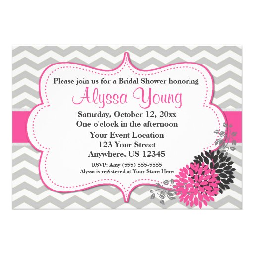 Pink Gray Chevron Invitation