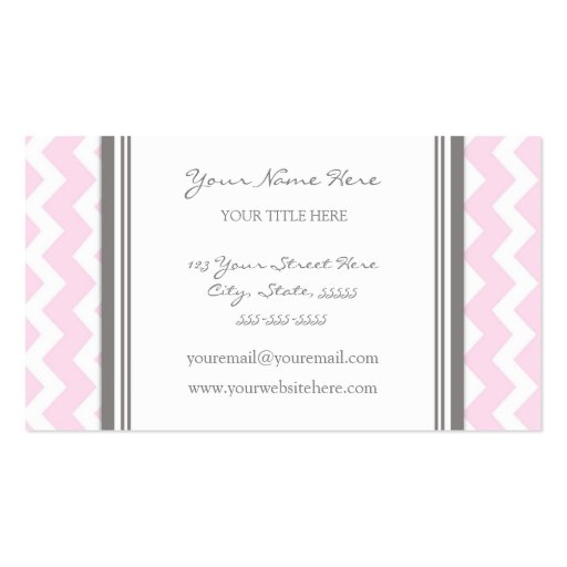 Pink Gray Chevron Retro Business Cards (back side)