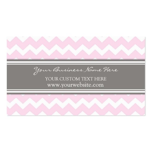 Pink Gray Chevron Retro Business Cards (front side)
