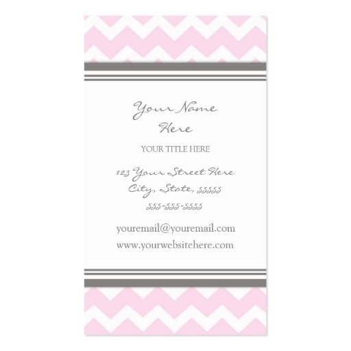 Pink Gray Chevron Retro Business Cards (back side)