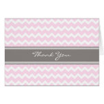 Pink Gray Chevrons Baby Shower Thank You Card