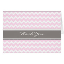 Pink Gray Chevrons Baby Shower Thank You Card