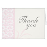 Pink gray chic damask wedding thank you card