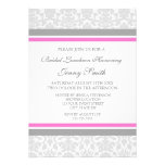 Pink Gray Damask Bridal Lunch Invitation Cards