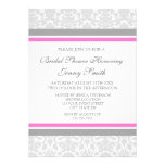 Pink Gray Damask Bridal Shower Invitation Cards