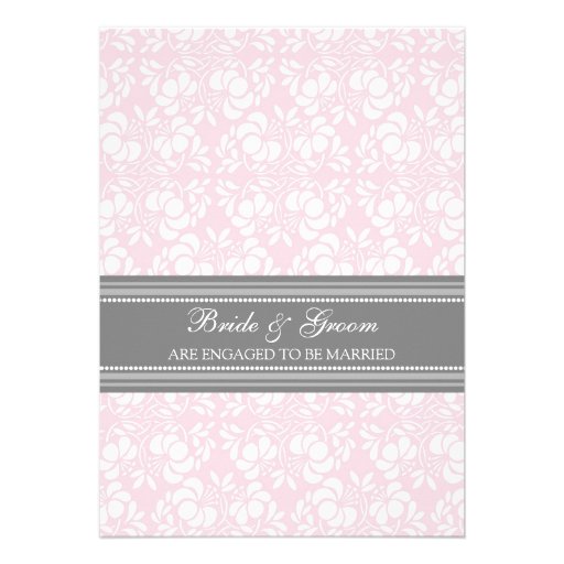 Pink Gray Damask Engagement Party Invitations