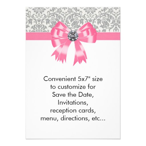 Pink Gray Damask Party Invitation Template