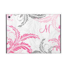 Pink Gray Floral Swirl Pattern iPad Mini Covers