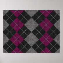 Pink & Gray Knit Argyle Pattern Poster