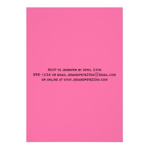 Pink, Gray Lovebirds & Hearts Wedding Invitation