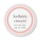 Pink gray medallion ampersand circle save the date fridge magnet