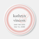 Pink gray medallion ampersand circle save the date fridge magnet