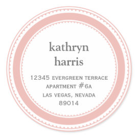Pink gray medallion modern circle address label stickers