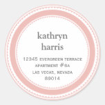Pink gray medallion modern circle address label stickers