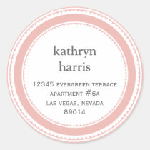 Pink gray medallion modern circle address label stickers