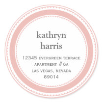 Pink gray medallion modern circle address label stickers
