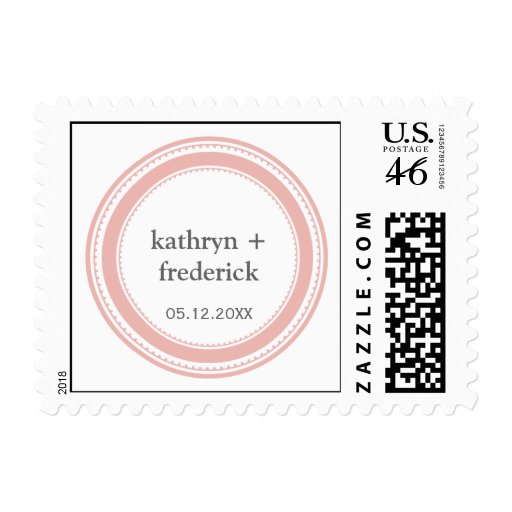 Pink gray modern circle frame chic custom monogram stamp