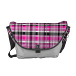 Pink Gray Plaid Messenger Bag
