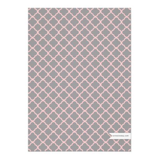Pink + Gray Quatrefoil Wedding Tea Invitation
