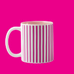Pink Gray Stripes Coffee Mugs