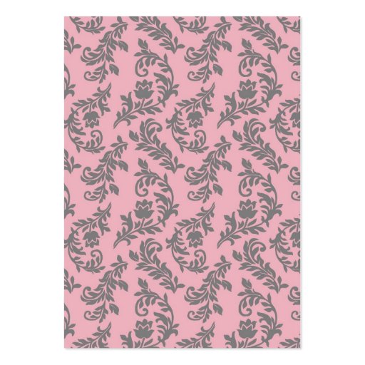 Pink Gray Swirl Damask Multi Purpose Card Business Card (back side)