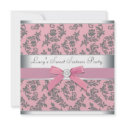 Sweet 16 Party Invitation Pink Gray Swirl Damask Pink Sweet 16 Party invitation