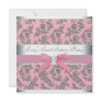 Pink Gray Swirl Damask Pink Sweet 16 Party Custom Invite